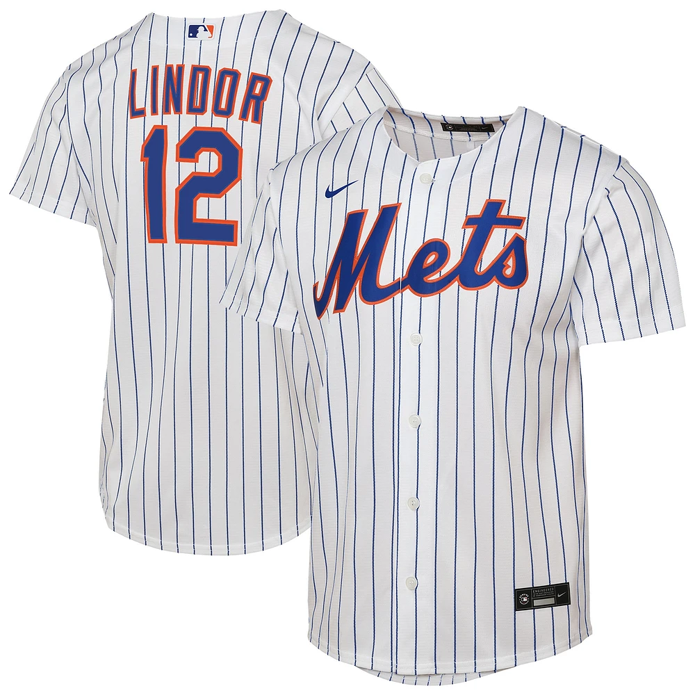 Maillot de joueur Nike Francisco Lindor blanc New York Mets Home Replica 2.0 pour jeune