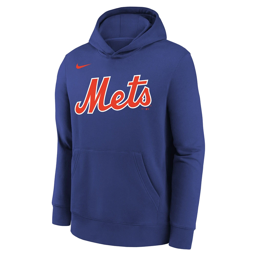 Youth Nike Juan Soto Royal New York Mets Name & Number Performance Pullover Hoodie