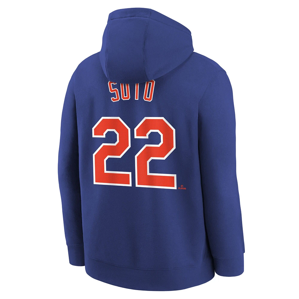 Youth Nike Juan Soto Royal New York Mets Name & Number Performance Pullover Hoodie