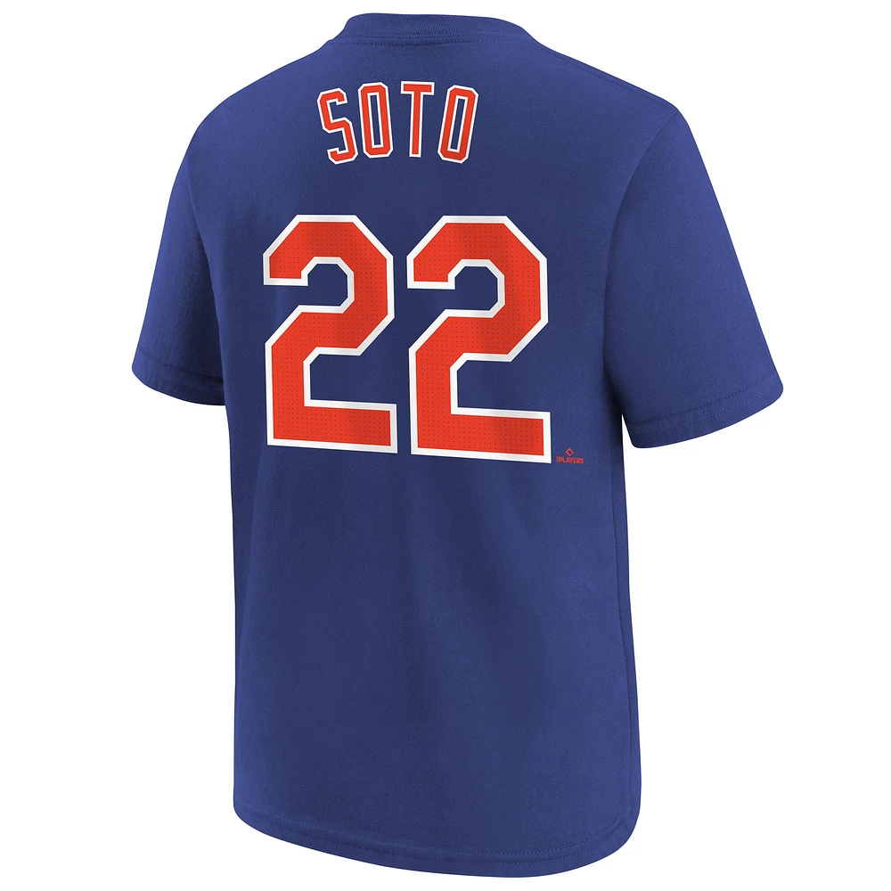 T-shirt Nike pour jeunes avec nom et numéro Juan Soto Royal New York Mets