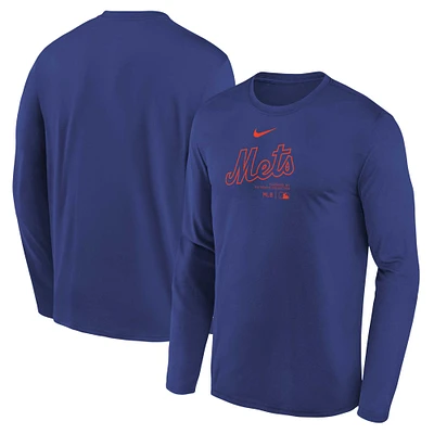 T-shirt de performance à manches longues Nike Royal New York Mets Authentic Collection pour jeunes