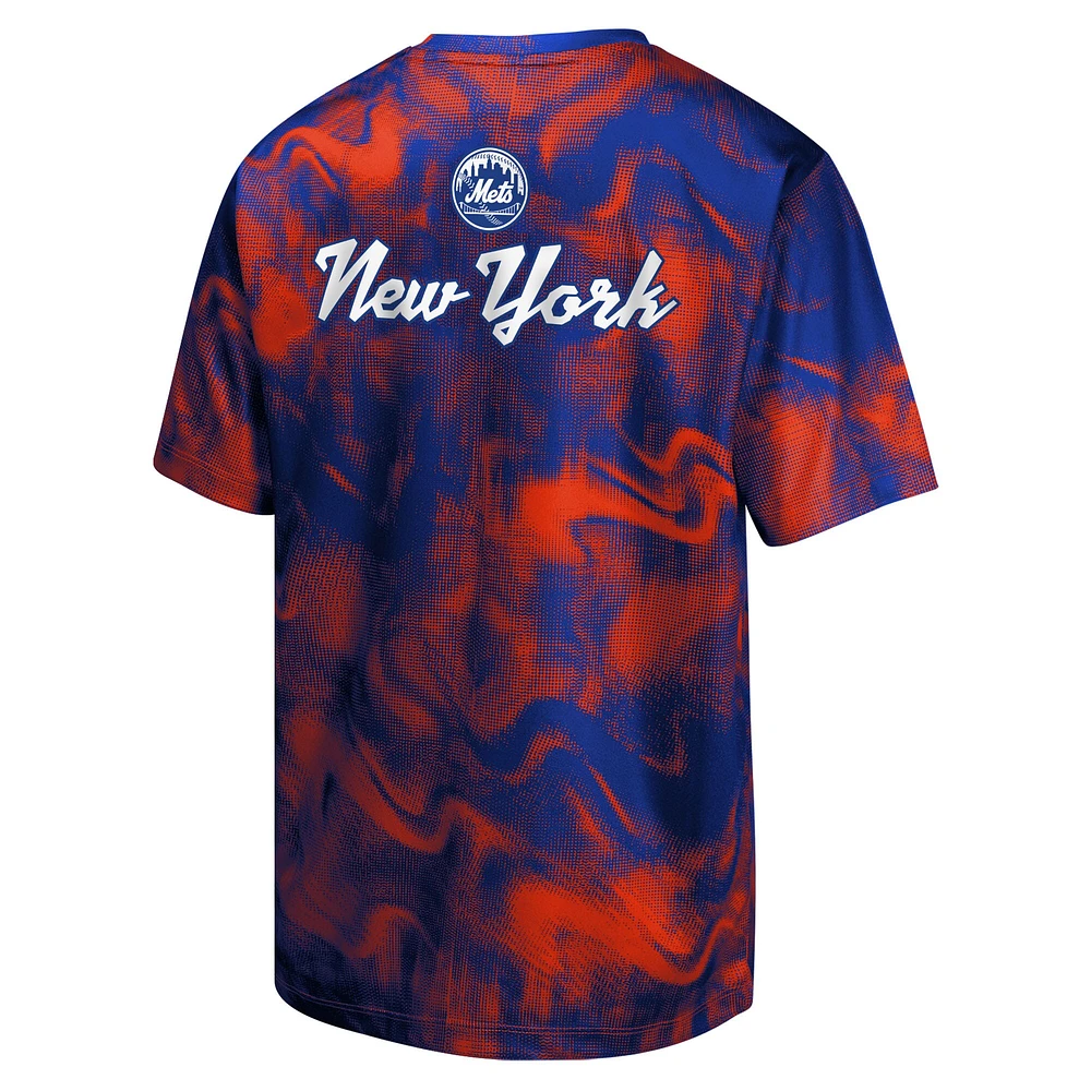 T-shirt pour jeunes frappeurs suppléants des Mets de New York, bleu royal/rouge