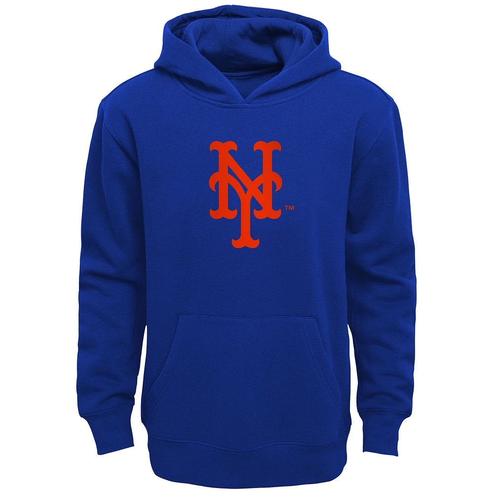 Youth  Royal New York Mets Primary Logo Pullover Hoodie