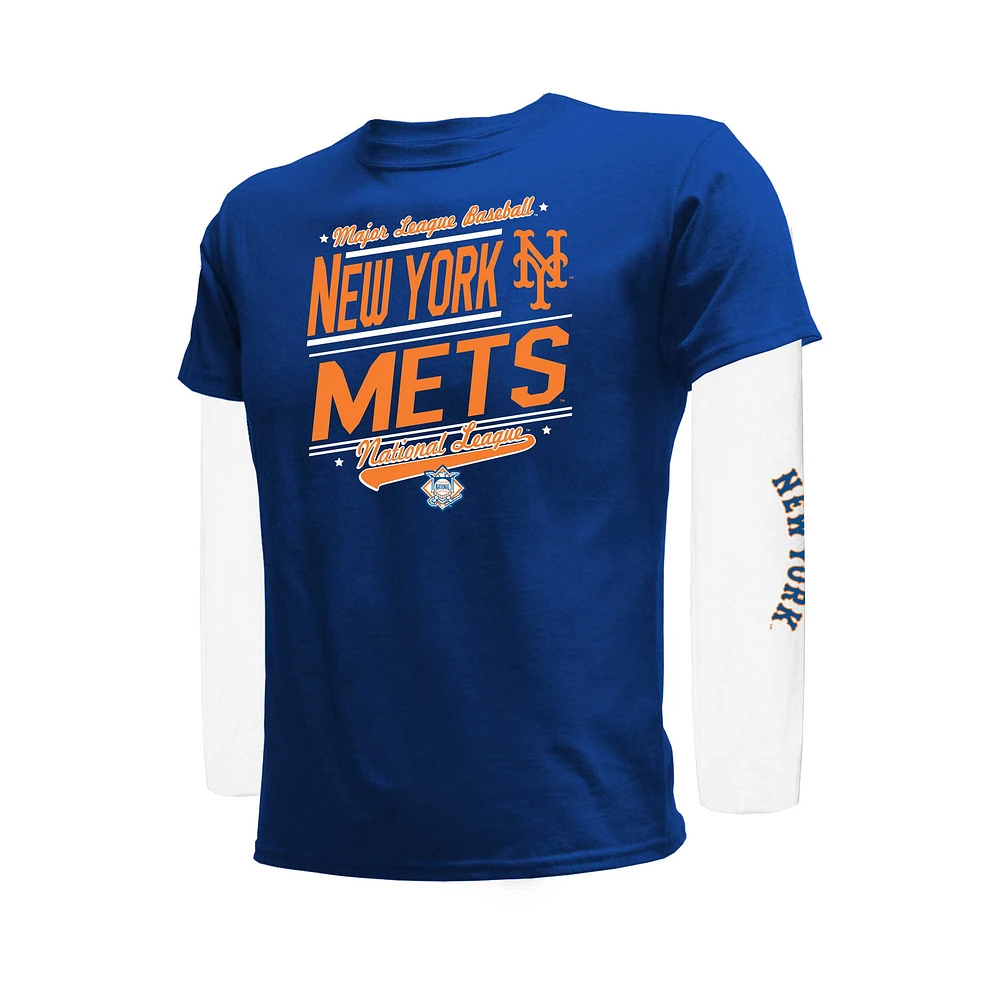 Ensemble de t-shirts pour jeunes New York Mets bleu royal/blanc Stitches