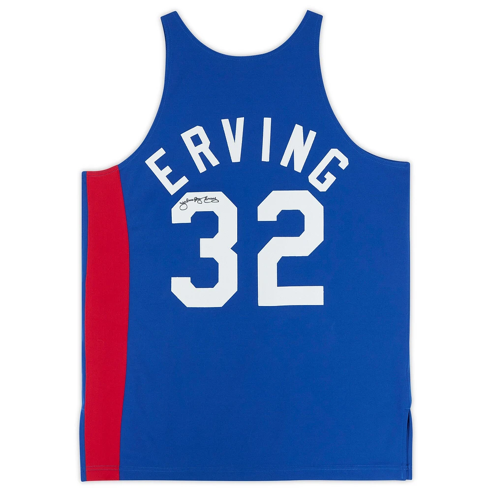 Maillot authentique Mitchell & Ness Hardwood Classics dédicacé par Julius Erving des New York Nets