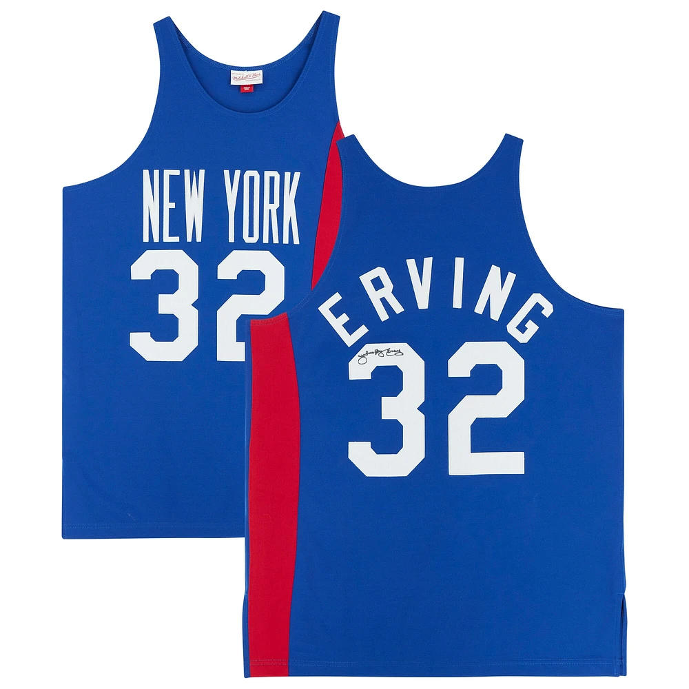 Maillot authentique Mitchell & Ness Hardwood Classics dédicacé par Julius Erving des New York Nets