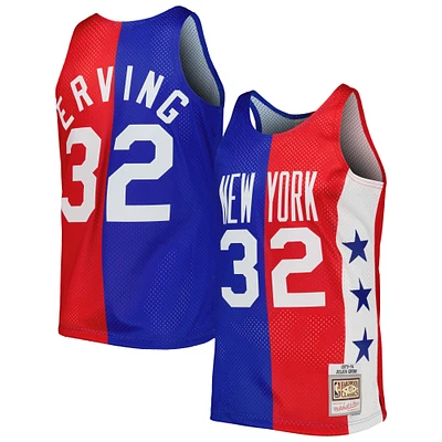 Maillot Homme Mitchell & Ness Julius Erving Bleu/Rouge Hardwood Classics 1973/74 Split Swingman