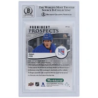 Carte de recrue numéro 10 autographiée par Adam Fox des Rangers de New York 2019-20 Upper Deck Parkhurst Prominent Prospects #PP-14 Beckett Fanatics Witnessed Authenticated