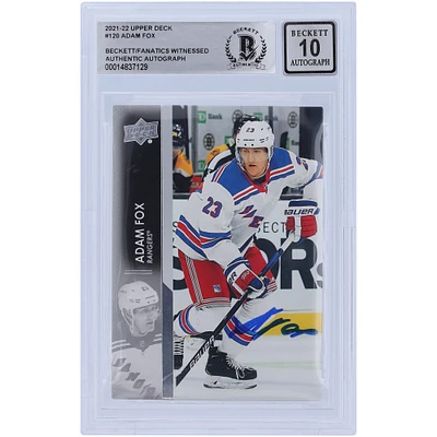 Adam Fox New York Rangers Autographié 2021-22 Upper Deck Série 1 #120 Beckett Fanatics Witnessed Authenticated 10 Card