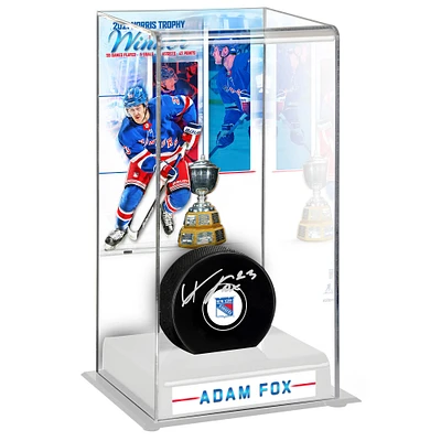 Adam Fox New York Rangers Autographed 2021 Norris Trophy Winner Autographed Puck with Deluxe Tall Hockey Puck Case