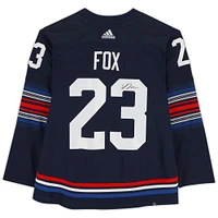 Maillot authentique adidas alternatif bleu marine 2023-24 autographié par Adam Fox des New York Rangers