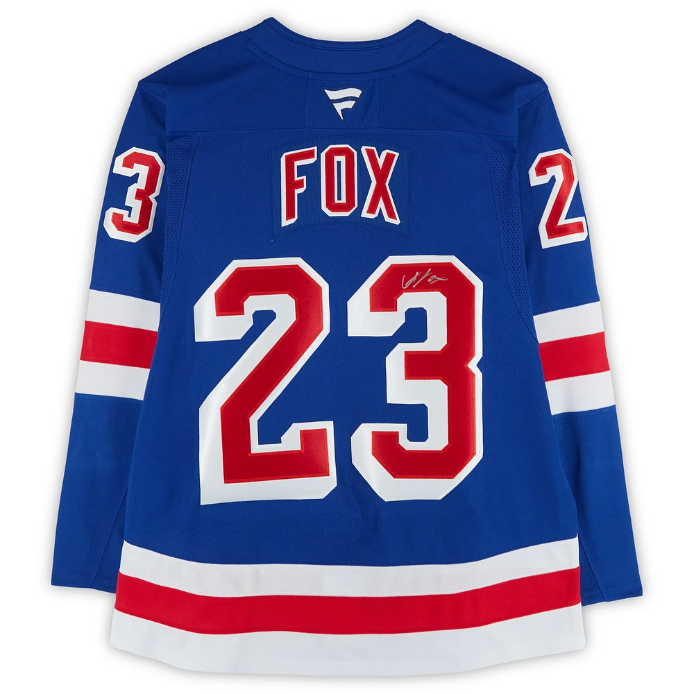 Adam Fox New York Rangers Autographed Blue Fanatics Premium Jersey
