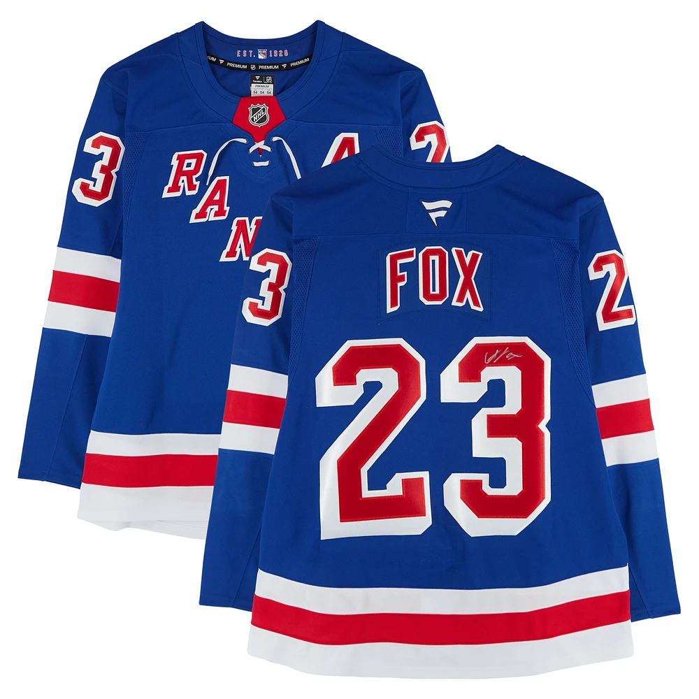 Adam Fox New York Rangers Autographed Blue Fanatics Premium Jersey