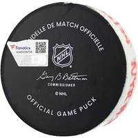 Adam Fox New York Rangers Autographed Game-Used Goal Puck with Inscriptions from Game vs. Columbus Blue Jackets on February 28, 2024