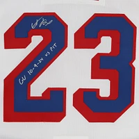 Adam Fox New York Rangers Autographed Game-Used #23 White Jersey vs. Pittsburgh Penguins on October 9, 2024 with "GU 10-9-24 vs. PIT" Inscription