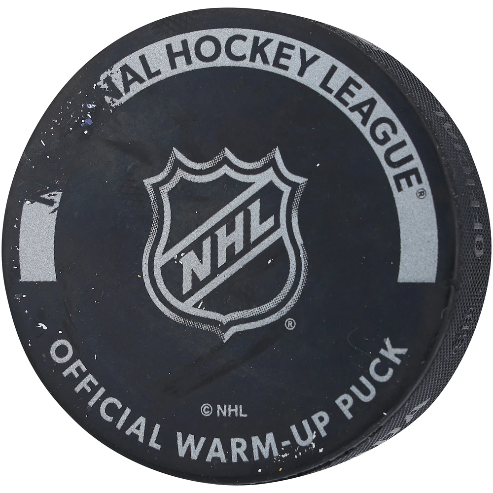 Adam Fox New York Rangers Autographed Practice-Used Puck Used During Warmups vs. Boston Bruins on January 19, 2023