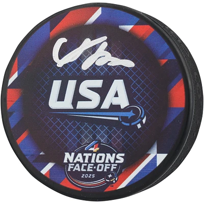 Adam Fox New York Rangers Autographed Team USA 4 Nations Face-Off Hockey Puck 