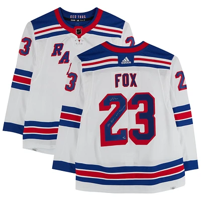 Adam Fox New York Rangers Autographed White adidas Authentic Jersey with "No Quit in NY!" & "Foxyclean" Inscriptions - Limited Edition of 10 