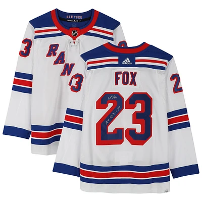 Adam Fox New York Rangers Autographed White adidas Authentic Jersey with "No Quit in NY" Inscription