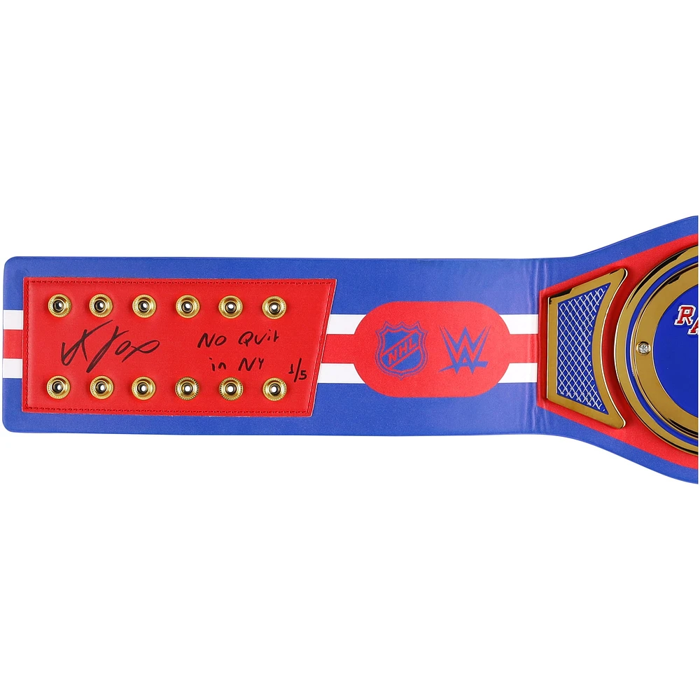 Adam Fox New York Rangers Autographed WWE Legacy Title Belt with "No Quit in NY" Inscription - Limited Edition #1/5