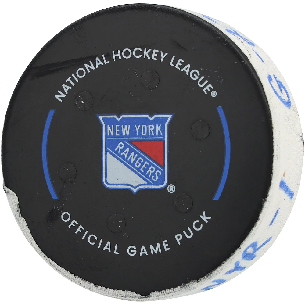 Adam Fox New York Rangers Game-Used Goal Puck vs. New Jersey Devils on January 9, 2025