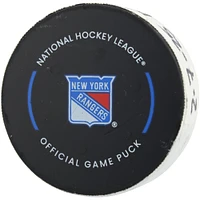 Adam Fox New York Rangers Game-Used Goal Puck vs. Pittsburgh Penguins on February 7, 2025