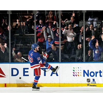 Adam Fox New York Rangers Unsigned Celebrates Scoring the Game-Winning Goal Overtime Photograph