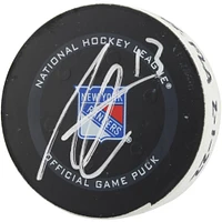 Rondelle de but autographiée par Alexis Lafreniere des Rangers de New York lors du match du 1er février 2022 contre les Panthers de la Floride