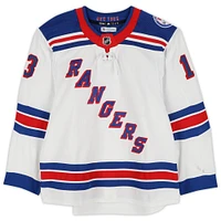 Alexis Lafreniere New York Rangers Game-Used #13 White Round 1 Jersey Worn During the First Round of the 2022 Stanley Cup Playoffs vs. Pittsburgh Penguins on May 7, 9 and 13, 2022 - Size 56
