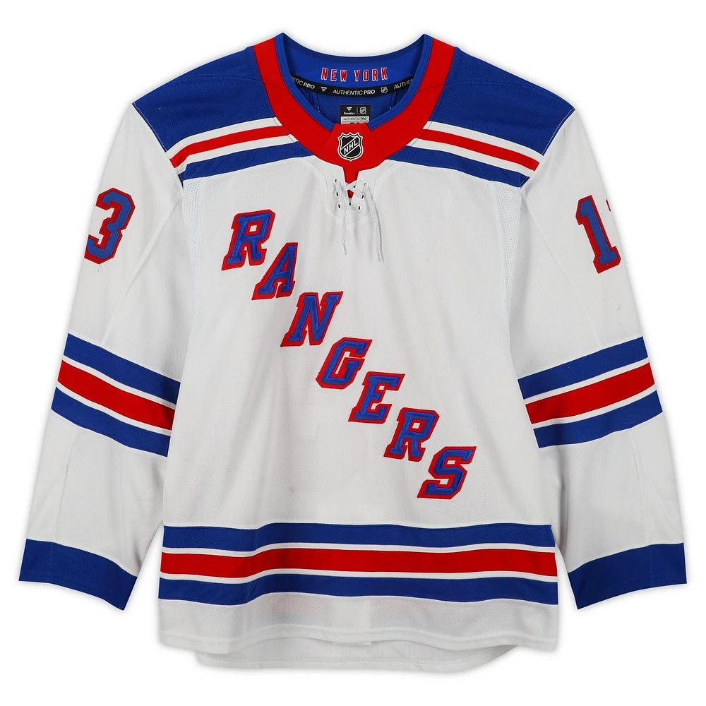 Alexis Lafreniere New York Rangers Game-Used #13 White Set 2 Jersey from the 2024-25 NHL Season