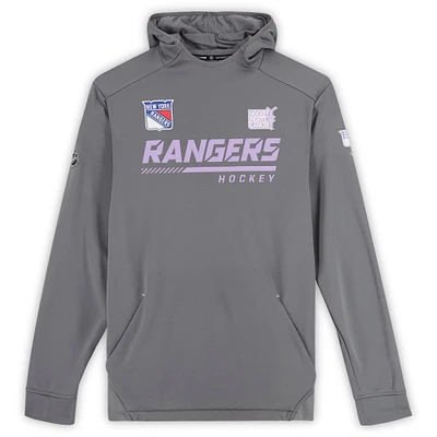Sweat à capuche gris « Hockey Fights Cancer » porté par Alexis Lafreniere des Rangers de New York lors de la saison 2021-22 de la LNH