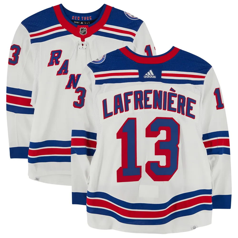 Alexis Lafreniere White New York Rangers Game-Used #13 Set 3 Jersey Worn  During Games Played Between March 20 and April 23 2022 - Size 56