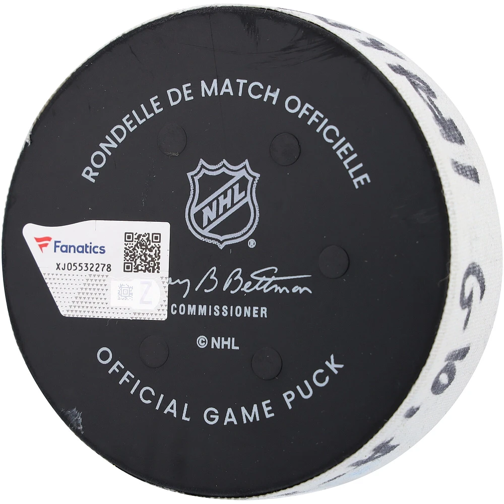 Artemi Panarin New York Rangers Game-Used Goal Puck from November 30, 2024 vs. Montreal Canadiens 