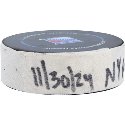 Artemi Panarin New York Rangers Game-Used Goal Puck from November 30, 2024 vs. Montreal Canadiens 