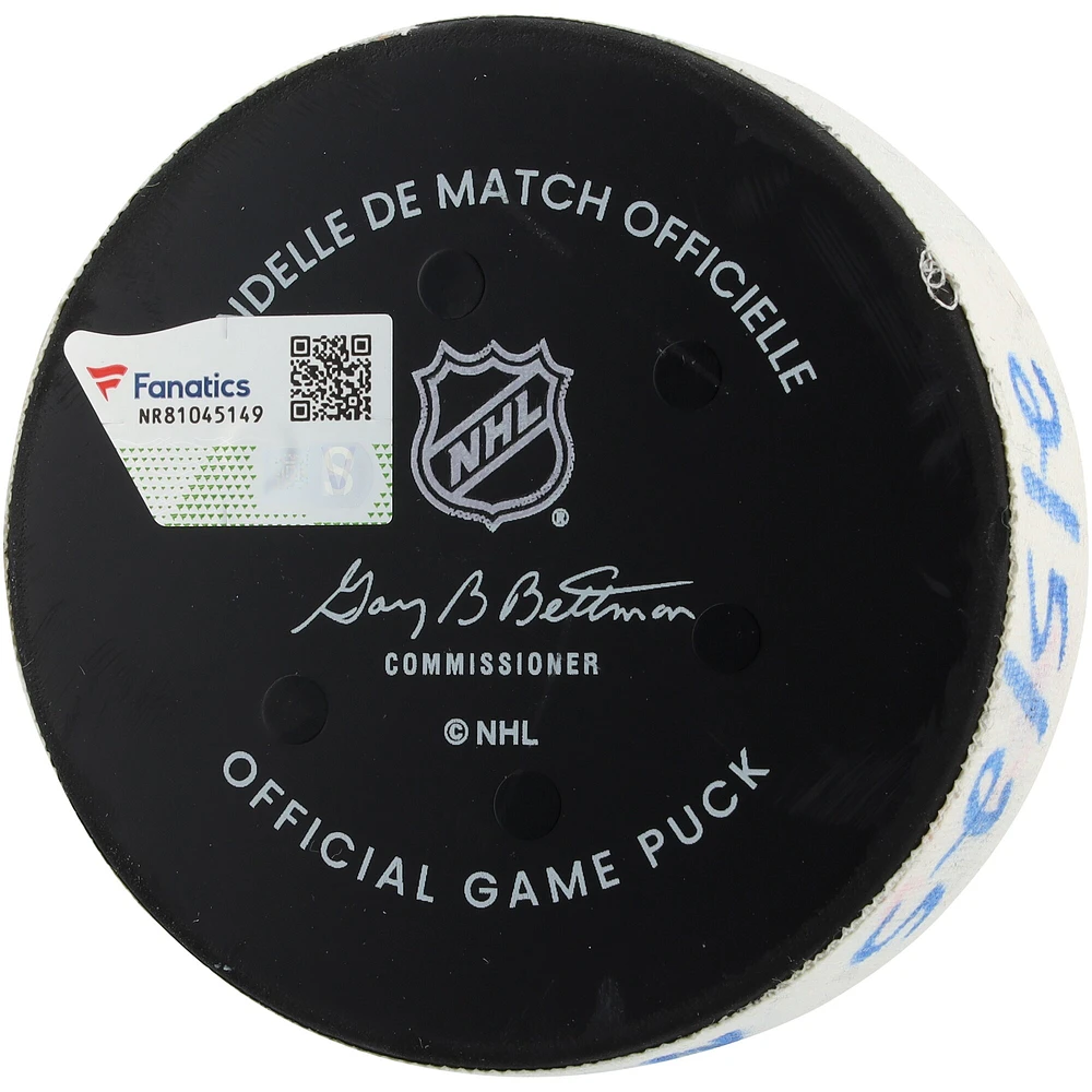 Rondelle de but utilisée par Artemi Panarin des Rangers de New York contre les Bruins de Boston le 5 février 2025
