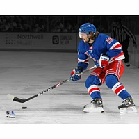 Artemi Panarin New York Rangers Unsigned Blue Jersey Stopping Spotlight Photograph