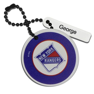 Blue New York Rangers Personalized Leather Round Bag Tag