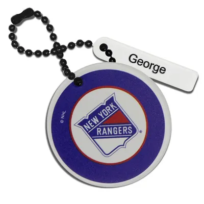 Étiquette de sac rectangulaire en cuir personnalisée des Rangers de New York bleus