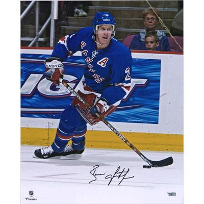 Brian Leetch New York Rangers Autographed 16" x 20" Blue Jersey Skating Photograph