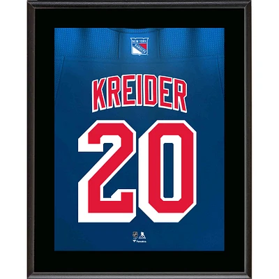 Plaque de joueur sublimée avec numéro de maillot des New York Rangers de Chris Kreider 10,5" x 13"