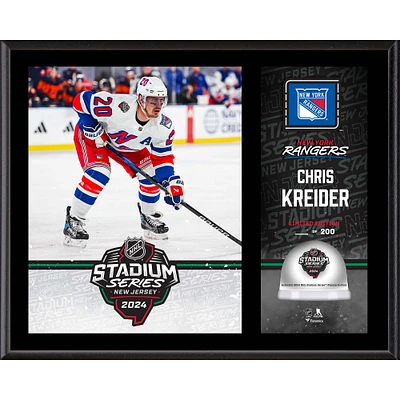 Plaque sublimée Chris Kreider New York Rangers 12" x 15" 2024 NHL Stadium Series avec glace utilisée lors du match - Édition limitée à 200
