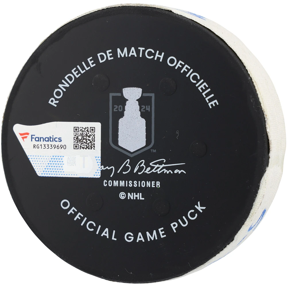 Rondelle de but dédicacée par Chris Kreider des Rangers de New York lors du match du 30 mai 2024 contre les Panthers de la Floride