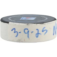 Rondelle de but utilisée par Chris Kreider des Rangers de New York contre les Blue Jackets de Columbus, le 9 mars 2025