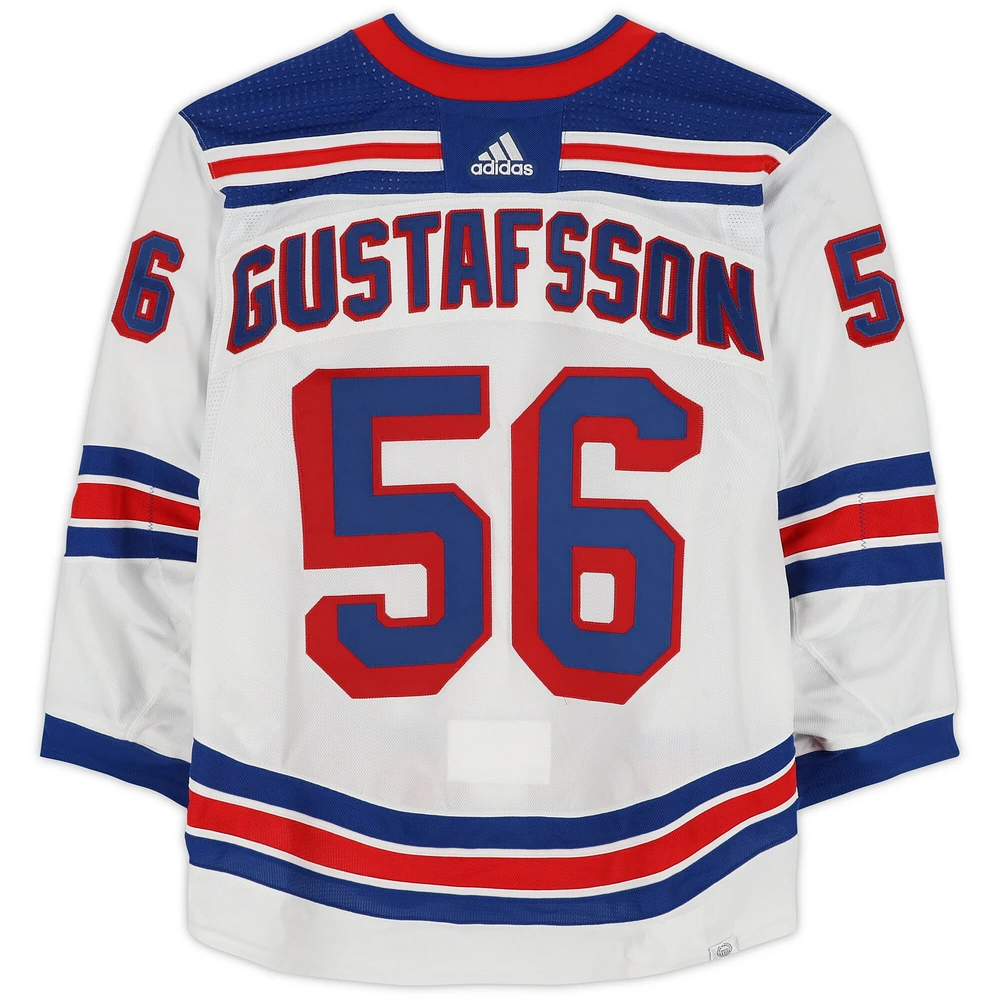 Erik Gustafsson New York Rangers Game-Used #56 White adidas Jersey Worn During the Second Round of the 2024 Stanley Cup Playoffs vs. Carolina Hurricanes