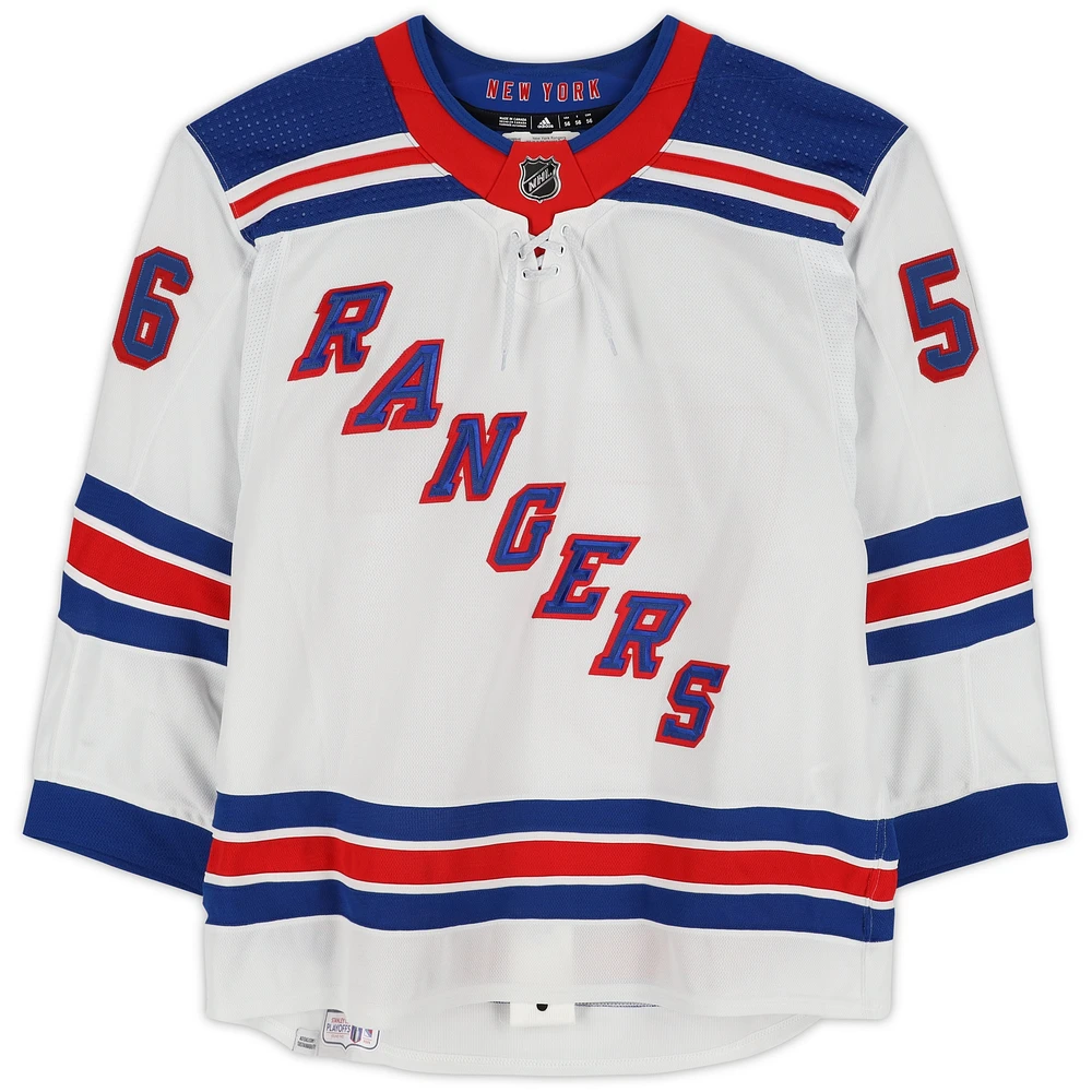 Erik Gustafsson New York Rangers Game-Used #56 White adidas Jersey Worn During the Second Round of the 2024 Stanley Cup Playoffs vs. Carolina Hurricanes