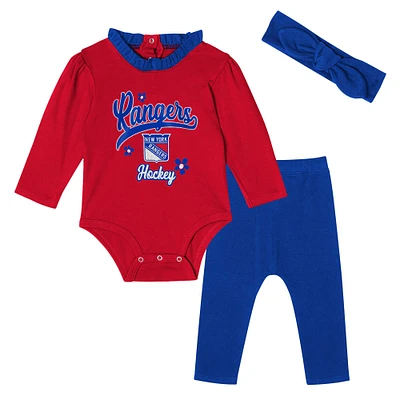 Ensemble 3 pièces à manches longues pour bébé fille New York Rangers Rink Queen rouge