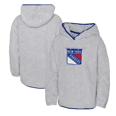 Sweat à capuche en polaire Ultimate Teddy des New York Rangers pour jeunes filles, gris chiné