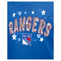 T-shirt à paillettes bleu New York Rangers pour fille Era Youth