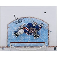 Henrik Lundqvist, Rangers de New York, bloqueur autographié 16" x 20" Enregistrer la photo