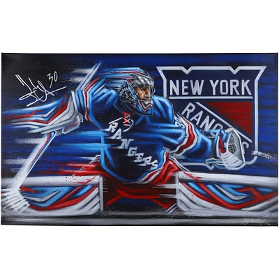 Henrik Lundqvist, New York Rangers, toile originale étirée autographiée 30" x 48" - Art par Eric Sevigny - #1 de l'édition limitée 1